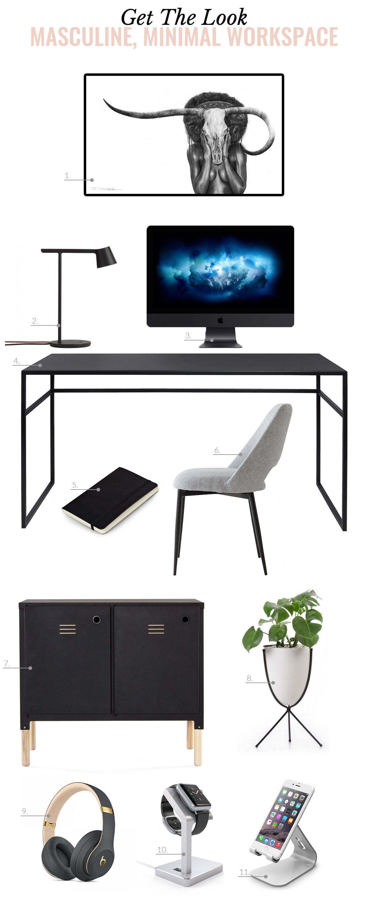 masculine minimal office