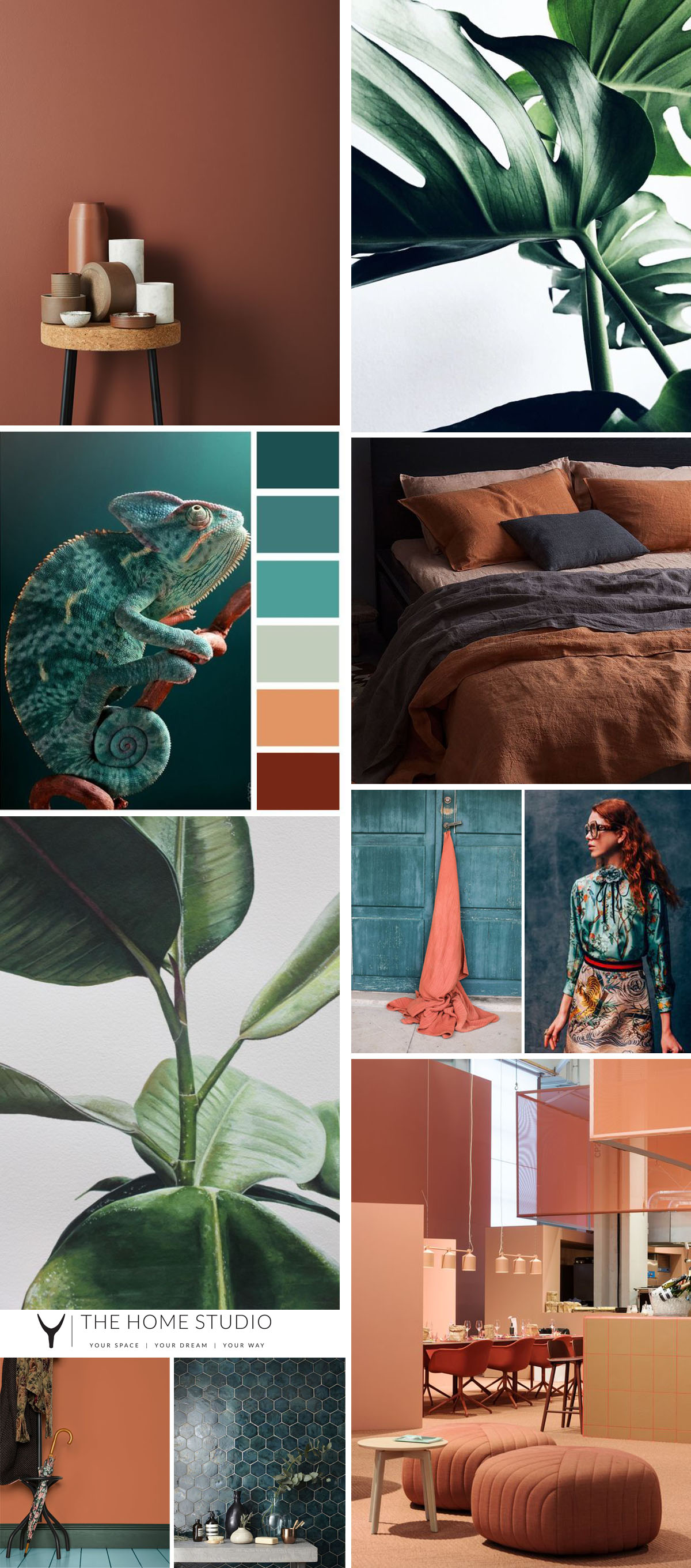 terracotta and green colour trend