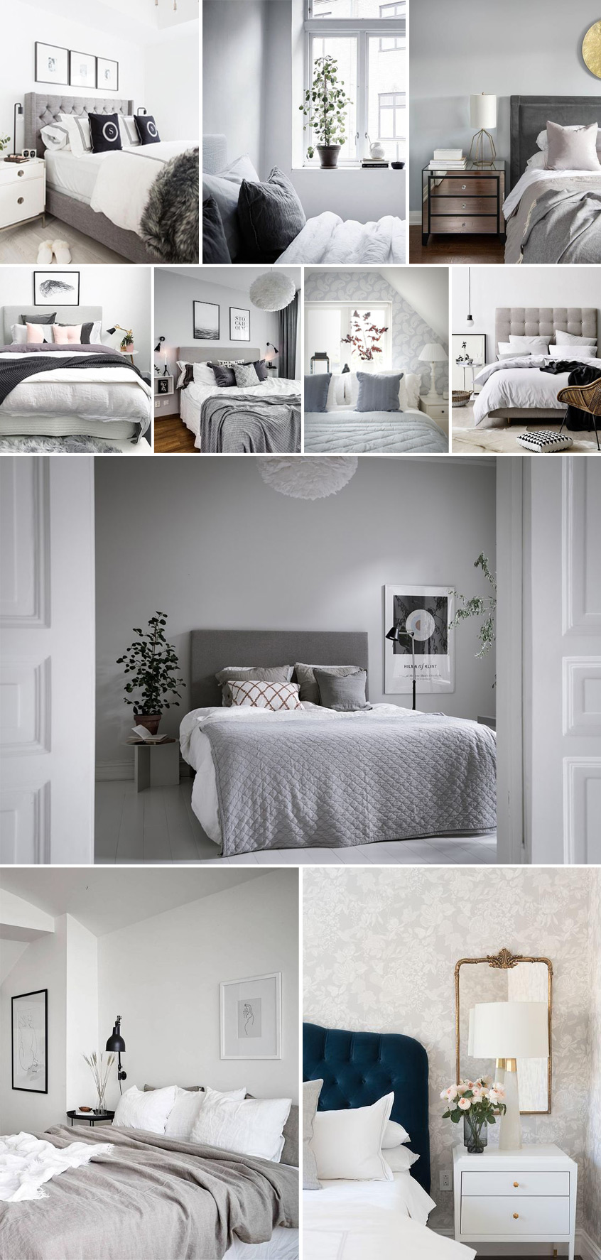 Grey and white bedroom