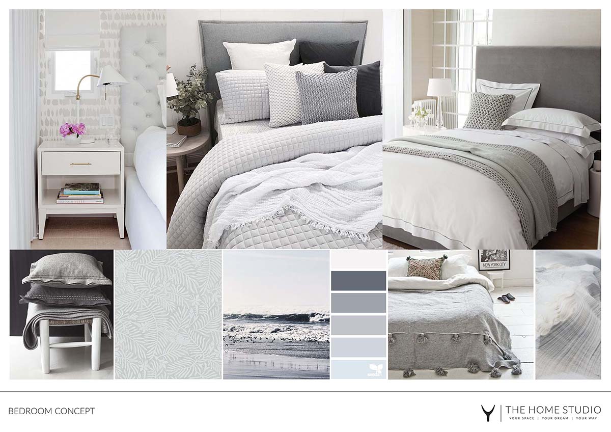 grey and white bedroom concept