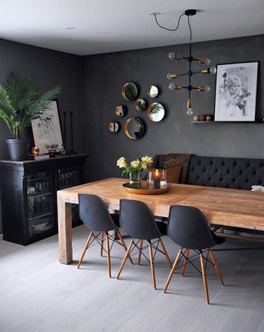 Dark Living and Dining Area Inspiration