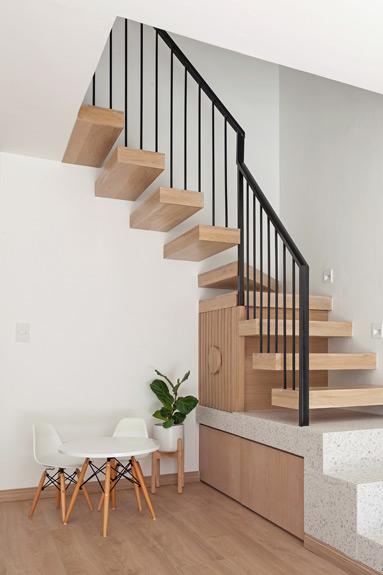 THS project living area and staircase reveal