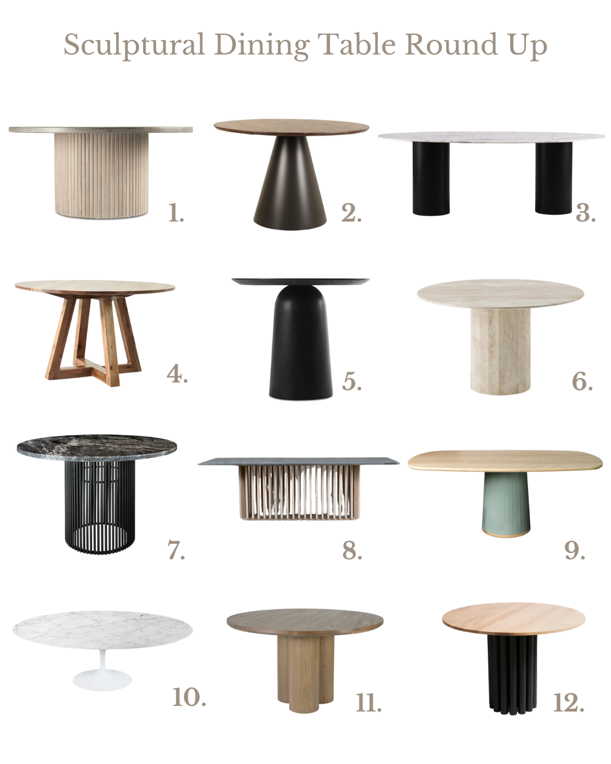 Sculptural Dining Table Round Up