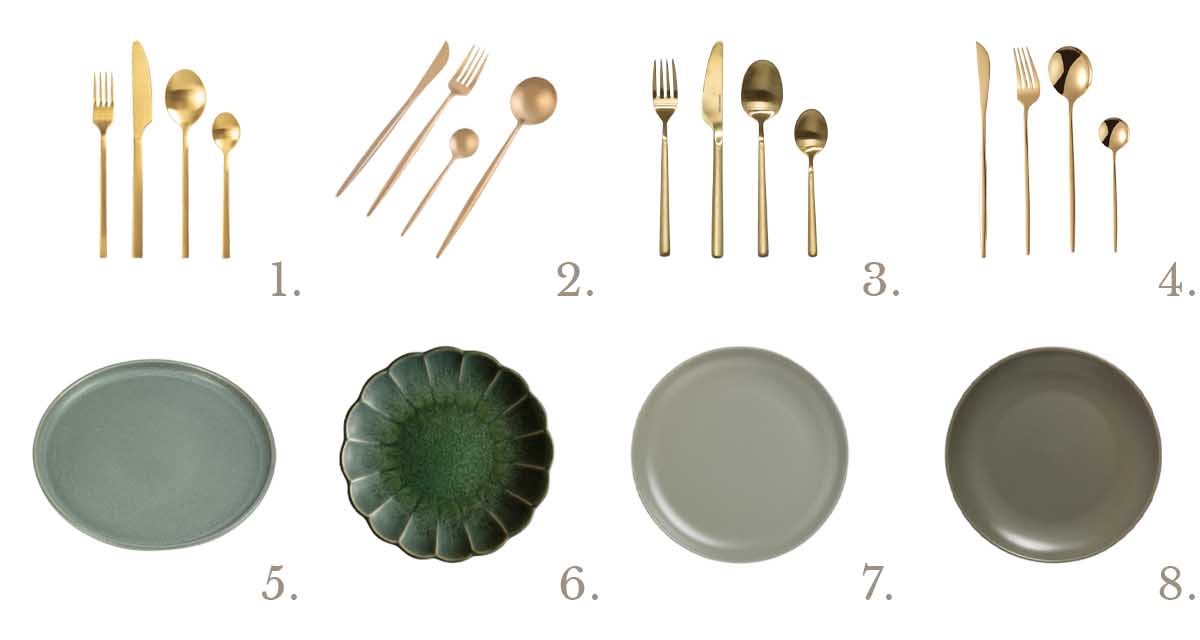 Green + Gold Cutlery Set